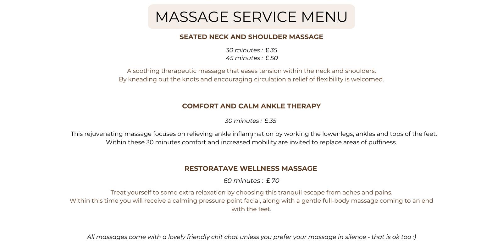 Elderly Patient Massage Treatments - Deep Tissue Massage, Hot Stone Massage, Kelly's Signature Treatment, The Grounding Experience, Kelly's Deluxe Treatment